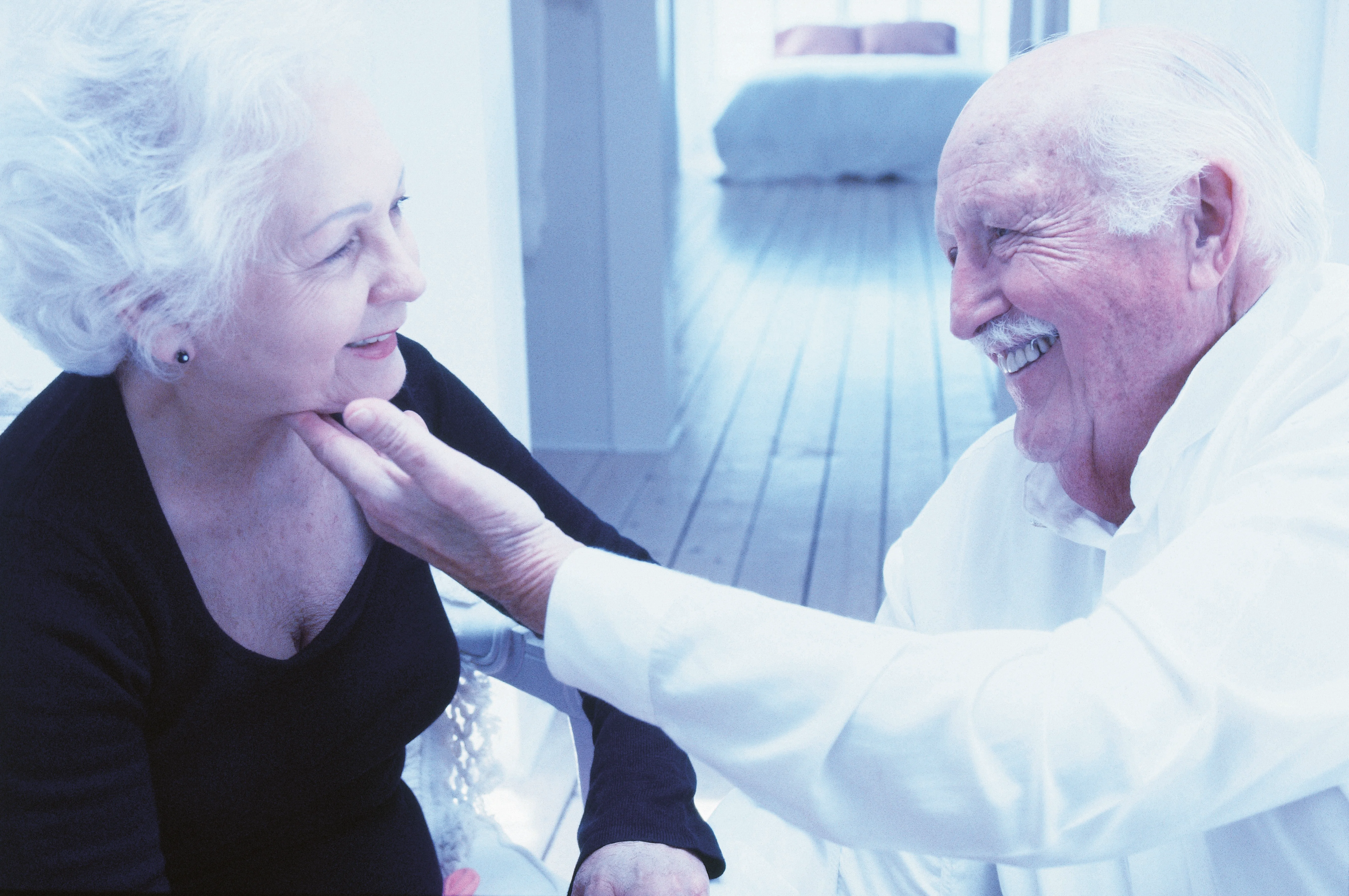 a woman and an old man