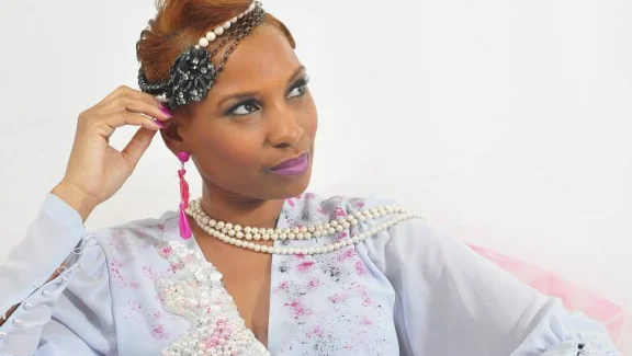 a person wearing a headdress